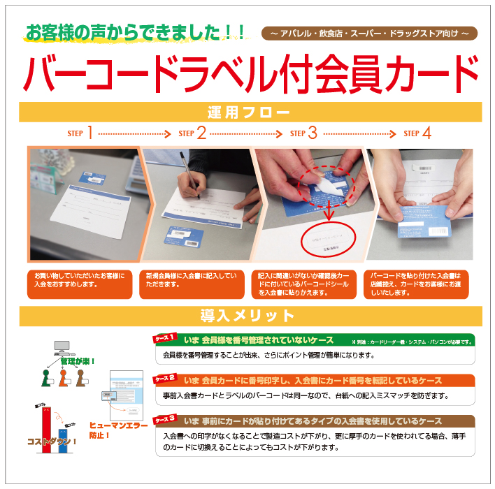 バーコードラベル付会員カード案内